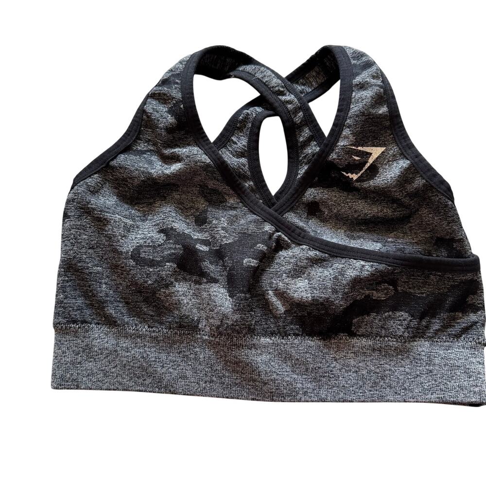Gym shark bra gray black activewear yoga gym sz L
